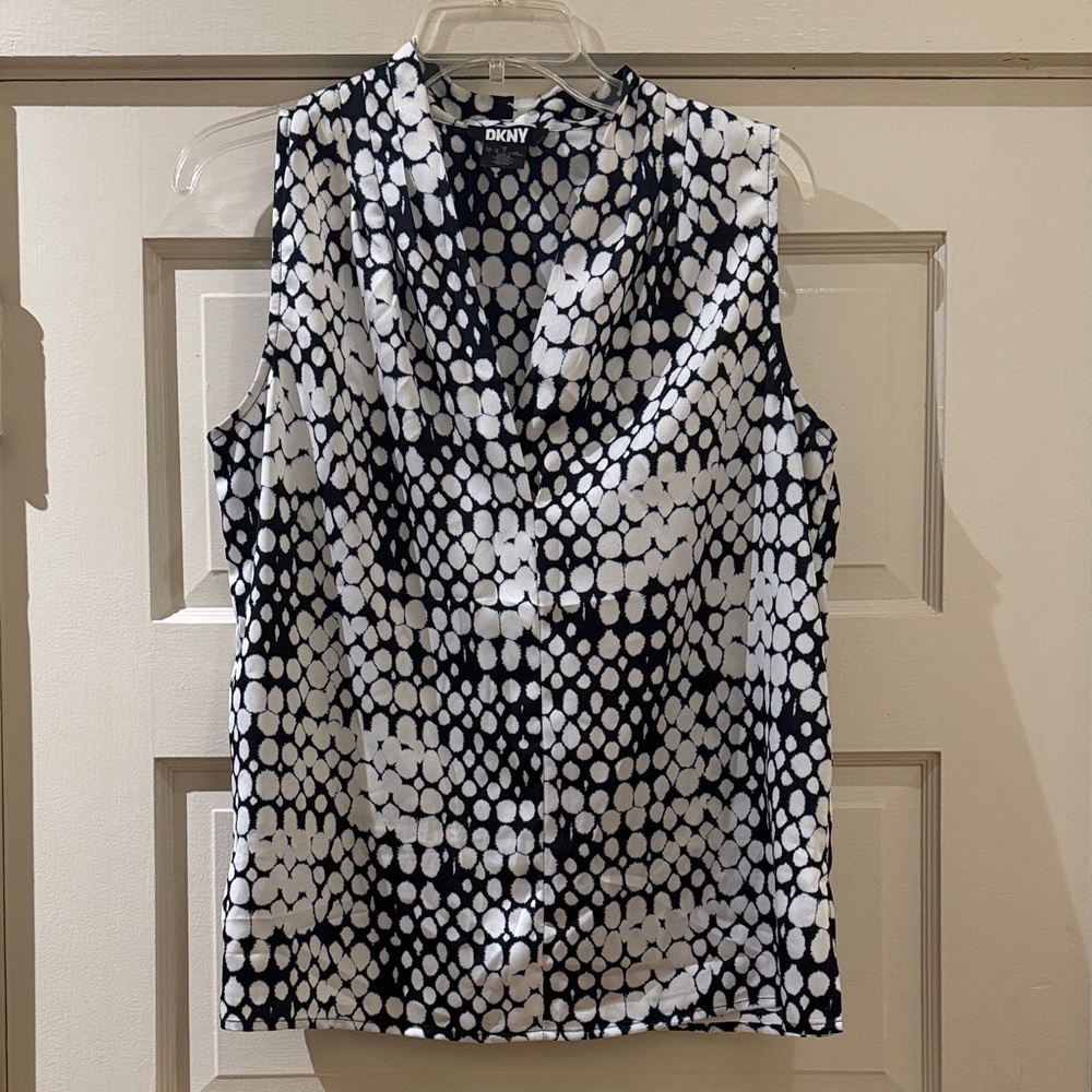 DKNY Navy and White Women's Top